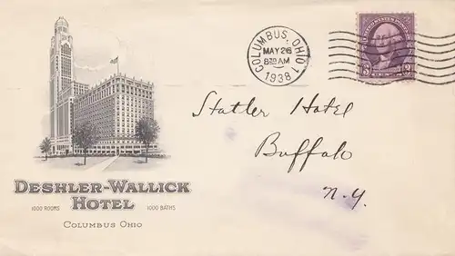 USA 1938: Columbus, Ohio to Buffalo, Deshler-Wallick Hotel