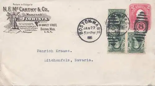 USA 1905: Boston, Mass to Litchenfels/Germany, Florists