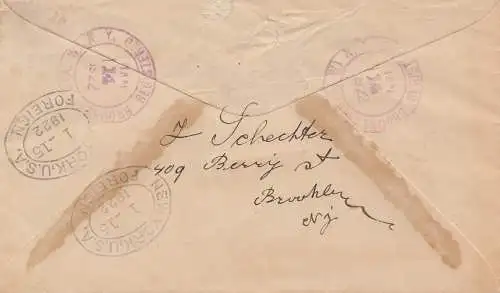 USA 1922: registered Brookelyn/New York to Wien/Austria