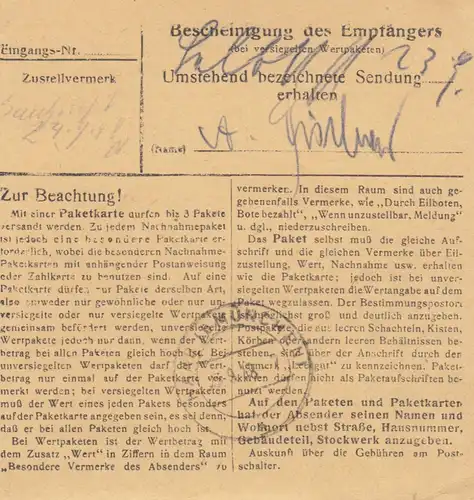 Carte de paquet BiZone 1948: Krumbach après Haar Munich