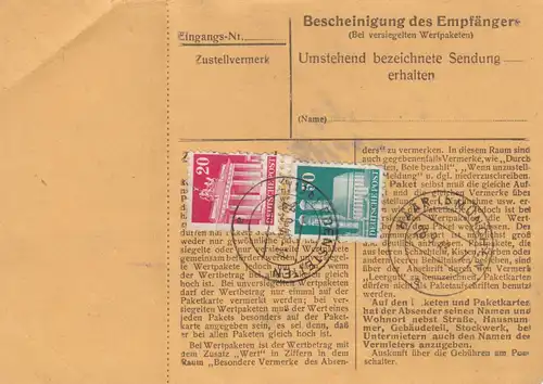 BiZone Paketkarte 1948: Edenstetten nach Eglfing, Pflegerin