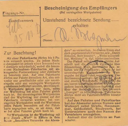 Carte de paquet BiZone 1948: freising après cheveux, art, carte de valeur