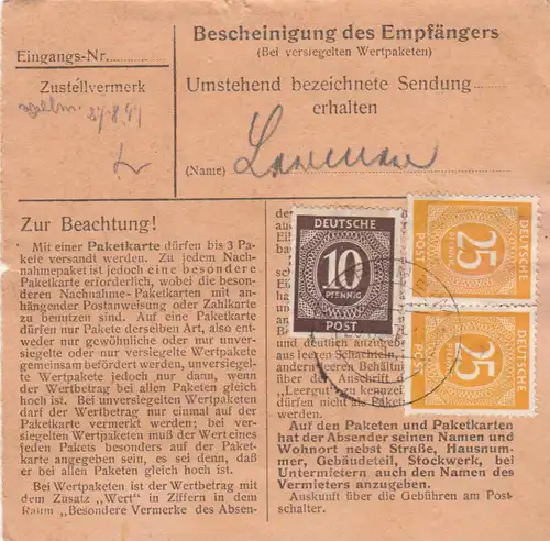 Carte de paquet: Rosenheim 2 vers Feilnbach, Par Eilboten