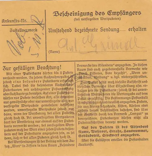 BiZone Paketkarte 1948: Sporthaus Oberstdorf n. Haar, Wertkarte, Selbstbucher