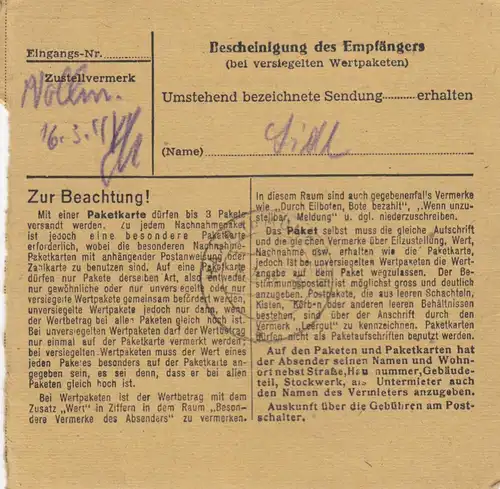 Carte de paquet: Niederwalluf d'après Putzbrunn