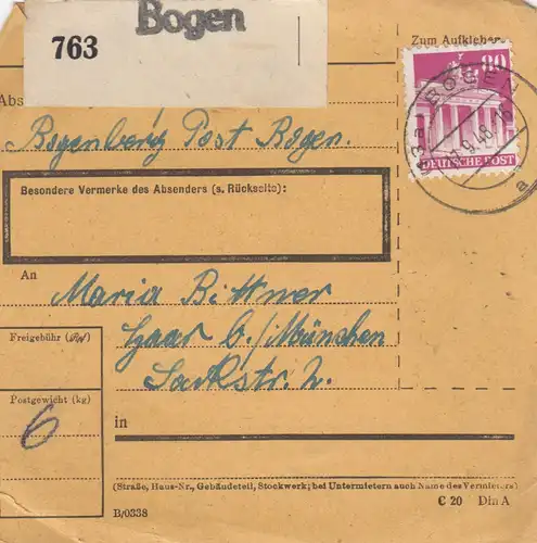 BiZone Paketkarte 1948: Bogenberg nach Haar bei München