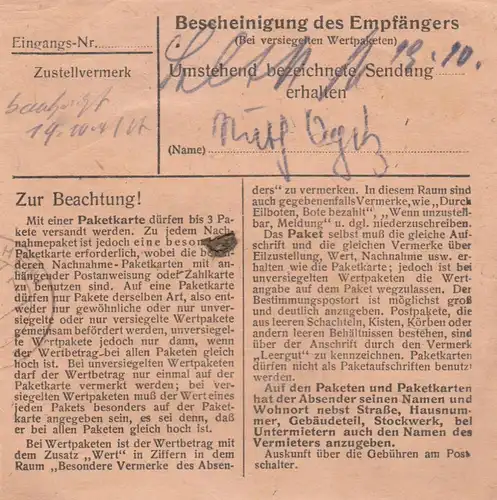 BiZone Paketkarte 1948: Seeshaupt nach Haar