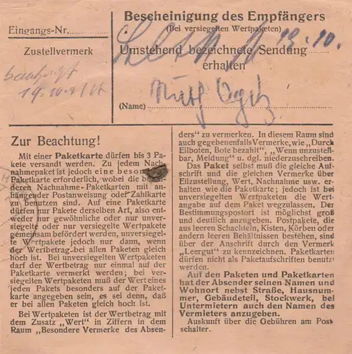 Carte de paquet BiZone 1948: Seeshaft selon les cheveux