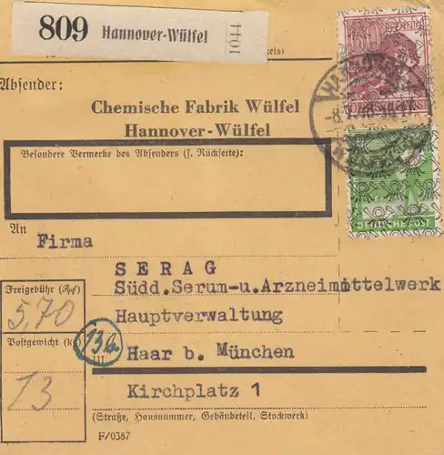 Carte de paquet BiZone 1948: Wuffle de Hanovre pour les cheveux, Auto-bookeur