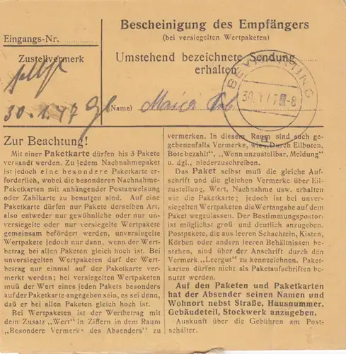 BiZone Paketkarte 1947: Augenoptik Fürth nach Beyharting Bad Aibling