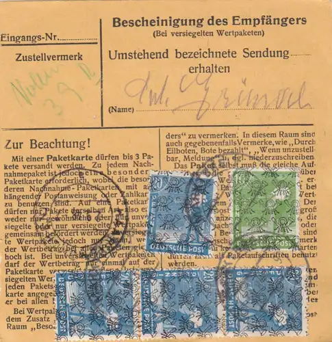 BiZone Paketkarte 1948: Marktbreit nach Eglfing