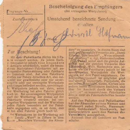 Carte de paquet BiZone 1948: Munich 39 après Haar