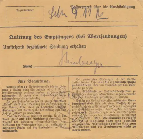Carte de paquet BiZone 1948: Ludenscheid après Haar près de Munich