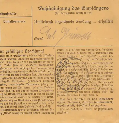 Carte de paquet 1948: Gut Irlbach, Strasskirchen, Semence, Auto-booker