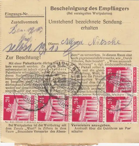 Carte de paquet BiZone 1948: Teunz Oberpf. par cheveux