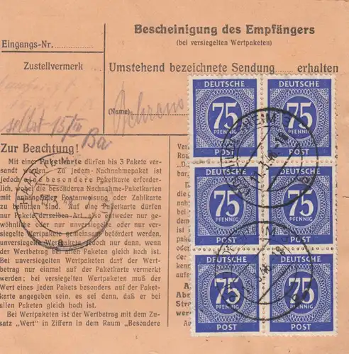 Paketkarte 1948: Hildesheim nach Haar, Dringend, Wertkarte