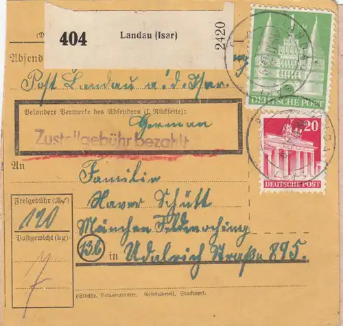 Carte de paquet BiZone 1948: Landau par Feldmoching