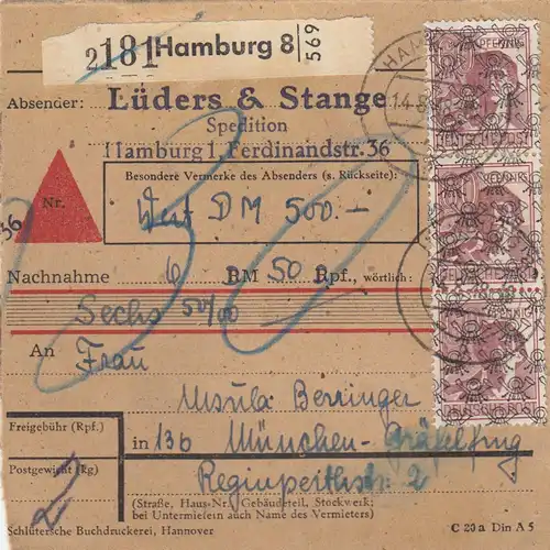 Carte de paquet BiZone 1948: Hambourg après Gräfeling, Cartes de valeur, Achat