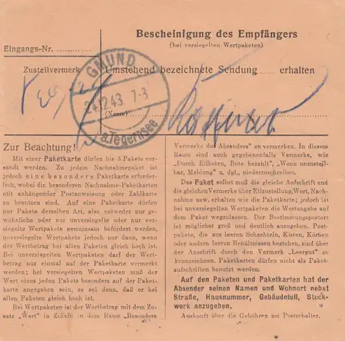 Carte de paquet BiZone 1948: Mannheim à Gmund am Tegernsee, Victimes d'urgence