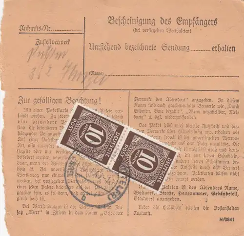 Carte de paquet 1947: Gunzenhausen vers Milch Mittel Thal Schönau, Auto-bookeur