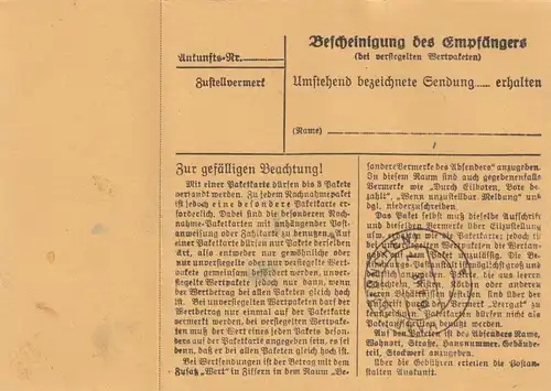 Carte de paquet 1948: Landshut après cheveux, avec carte de package double