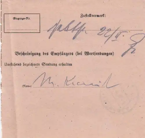 Carte de colis 1948: Munich après Haar, Auto-bookeur, avec carte de paquet d'urgence