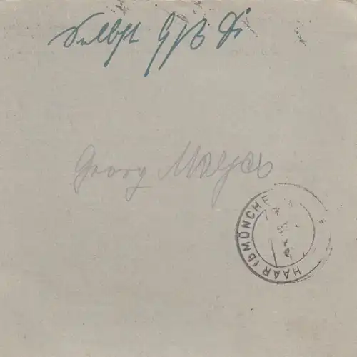 Carte de paquet 1948: Munich après Eglfing, Acceptation, Formulaire spécial