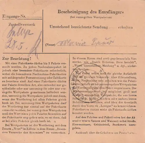 Carte de paquet 1948: Wurmannsquick après Haar bei Munich