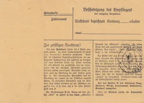 Carte de paquet 1948: Haberkofen Strasskirchen vers Eglfing