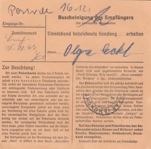 Carte de paquet 1947: Berlin après Haar, Auto-booker, amerki. Zone