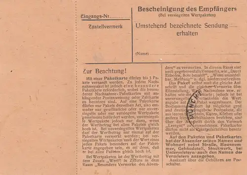 Carte de paquet 1948: Landshut vers Munich-Haar, avec carte de package double