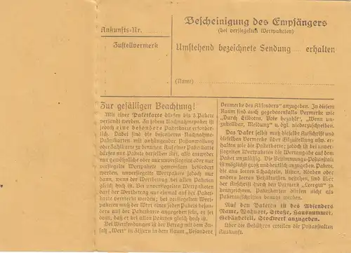 Paketkarte 1948: Neumarkt-St. Veit nach Haar, mit Doppel-Notpaketkarte