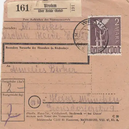 Carte de paquet 1948: Wrohm Heide après cheveux