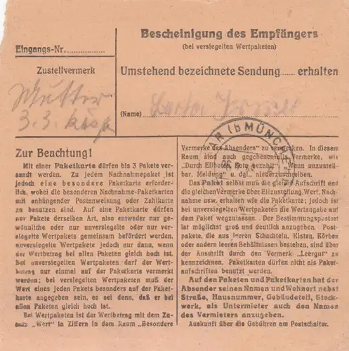 Paketkarte 1948: Berlin-Reinickendorf nach Putzbrunn