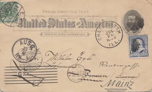 États-Unis 1903: post card Chatsworth to Mayence/Barmen