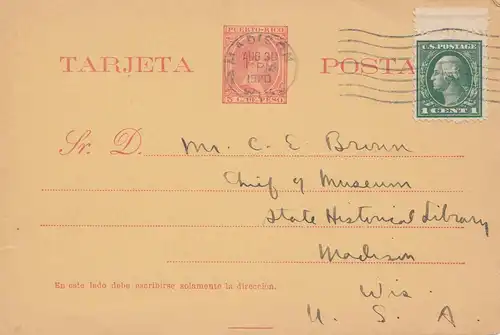 États-Unis 1920: Post card Madison