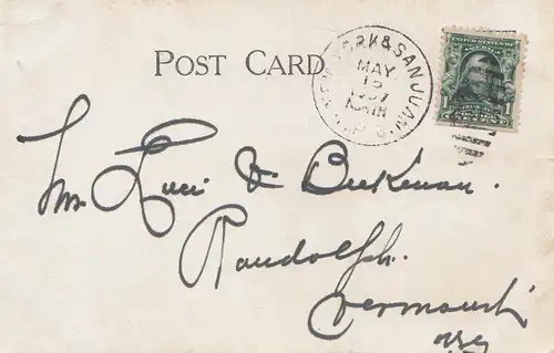 USA 1907: Post card Governor's Palace an Juan
