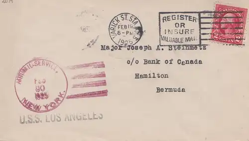 États-Unis d'Amérique 1925: Varick St. Sta to Hamilton, U.S. S. Los Angeles, Airmails Service