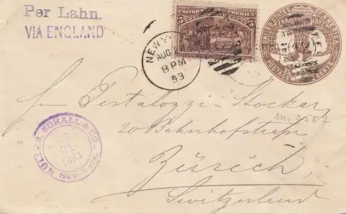USA: 1893: New York to Zürich/Switzerland via England