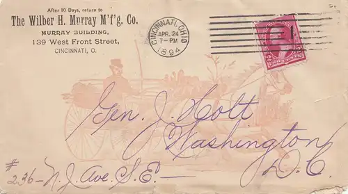 USA 1894: Cincinnati, Ohio to Washington, Murray Building, horse drawn carriage