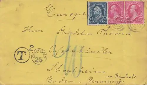 USA 1888: letter to Schopfeiim, Tax