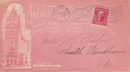 États-Unis d'Amérique 1903: Philadelphie American Baptist Publications to Source Windham, Ut