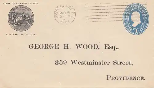 USA 1895: Clerk of common Council, City Hall, Providence