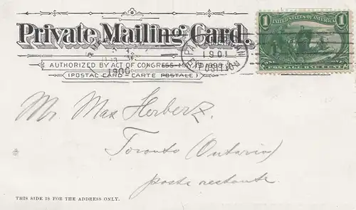 USA 1900: post card Buffalo, Pan American to Toronto/Ontario