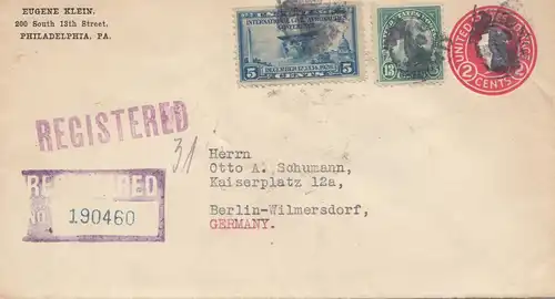 États-Unis 1929: Philadelphie registered to Berlin
