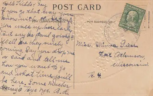 USA 1911: Birthday card to Arkansas, Wisc.