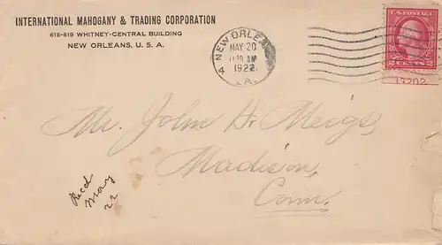 États-Unis d'Amérique 1922: La Nouvelle-Orléans to Madison, Conn