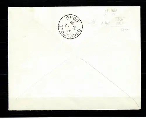Dt. Instrumentation France Min. 11I, Ghyvelde to Dunkerque, sur lettre