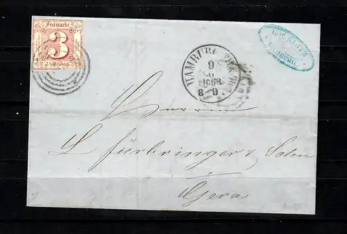 Hamburg: MiNr. 17 auf Brief, 1863 nach Gera