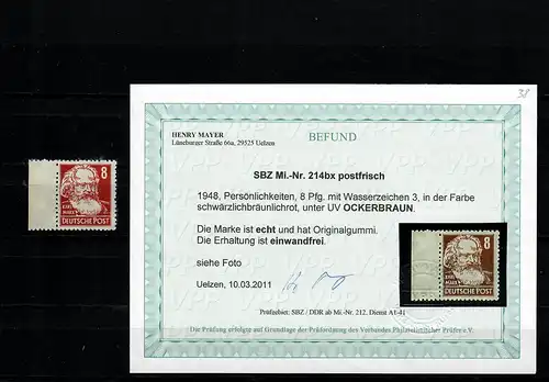 SBZ: MiNr. 214 bx, postfrisch, **